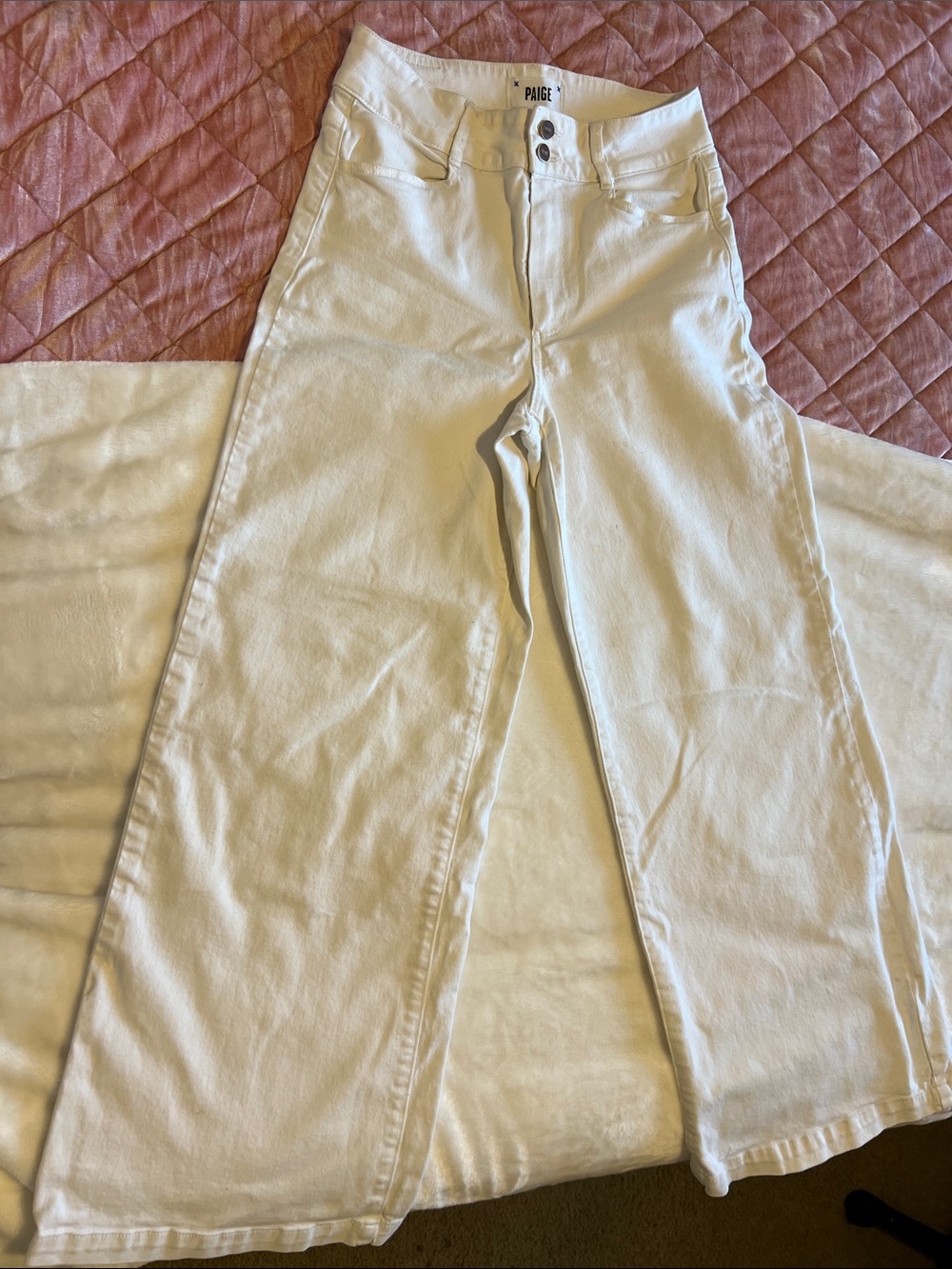 PAIGE White Wide-Leg High-Rise Jeans